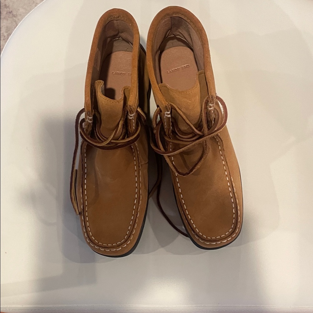 Lands' End Brown Leather Ankle Booties
